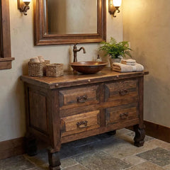 Indian Hand Carved Solid Wood Bathroom Vanity V10