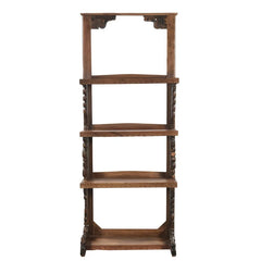 Indian Hand Carved Solid Wood Open Shelf Bookshelf B60
