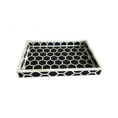 Maaya Bone Inlay Serving Tray - Honeycomb Black