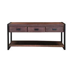 Modern Pioneer Mango Wood Industrial Hall Console Table w Drawers