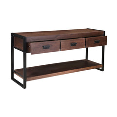 Modern Pioneer Mango Wood Industrial Hall Console Table w Drawers