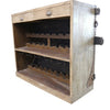 Indian Hand Carved Rustic Wood & Metal Bar Cabinet B2