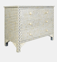 Maaya Bone Inlay Chest of Drawer sideboard Grey Honeycomb