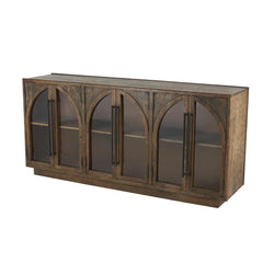 Indian Handmade Mango Classic Wood Glass Door Sideboard A3