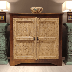 Indian Hand Carved Solid Hard Wood Cabinet D14