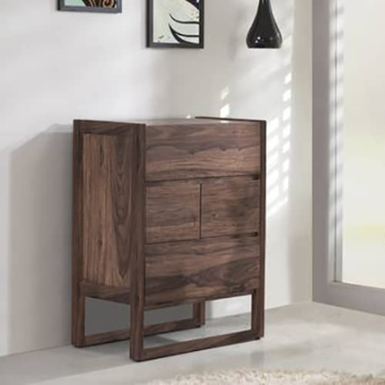 The Attic Tika Wood Designer Bar Cabinet Elegant Walnut