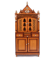 Large Sized Handmade Teak Wood Home Temple In Brown