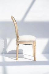 The Gileteen Rattan Wood Dining Chair with Rattan Back Rest & Off White Seating