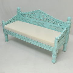 Mughal Garden Hand Carved Balinese Daybed Turquoise M