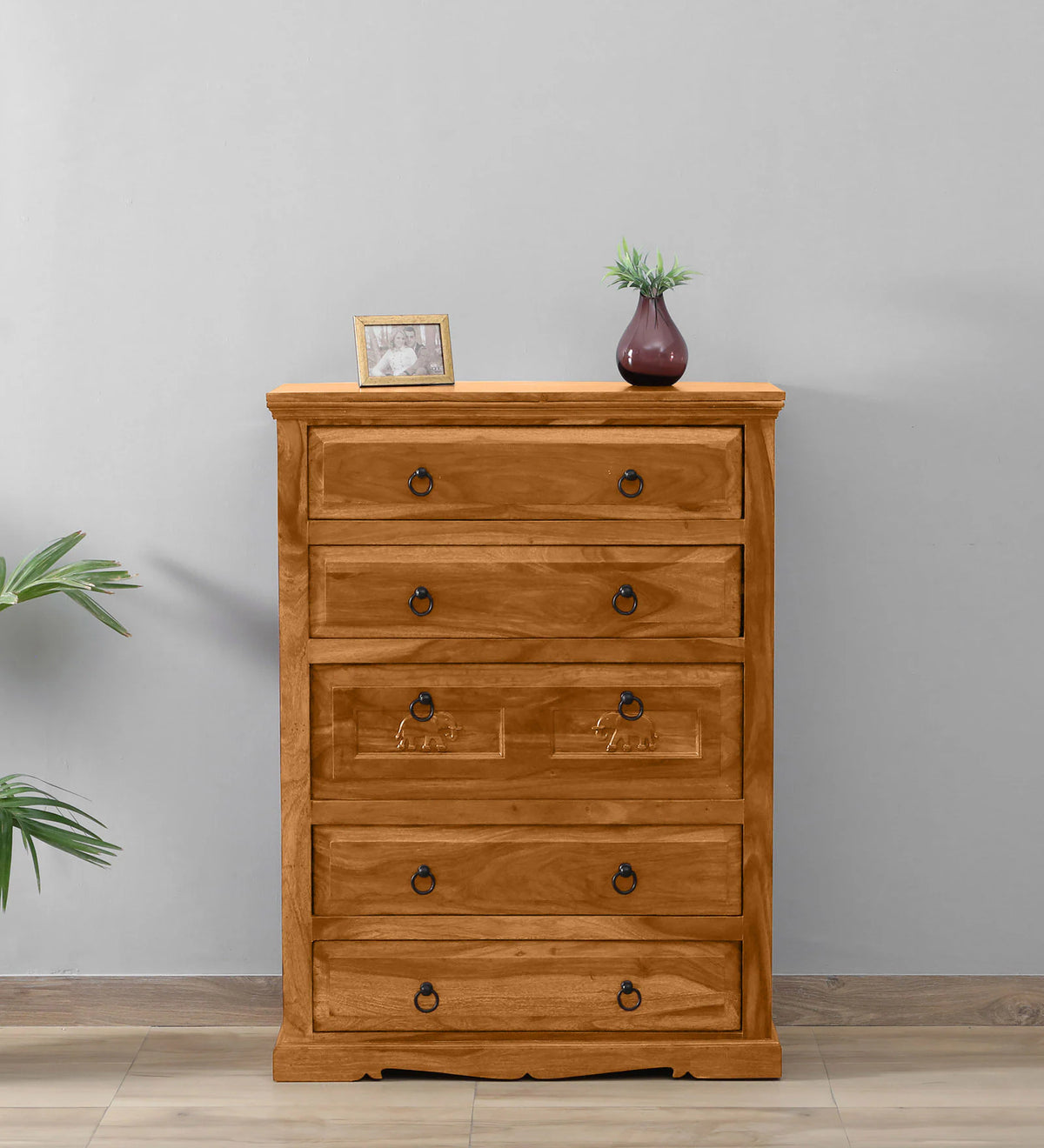 Shanti Surprise  Sheesham Wood Chest Of Drawers in Scratch Resistant Rustic Teak Finish