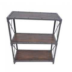 Angle Industrial French Style Small Bookshelf Book Stand Chocolate 90x40x90cm