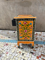 Indian Hand Painted Solid Wood Bedsides Table B4
