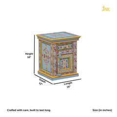 Mughal Hand Painted Multicolored Wooden Side Table