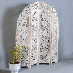 Rajasthan Handmade Carved Solid Hard Wood Floral Screen Partition