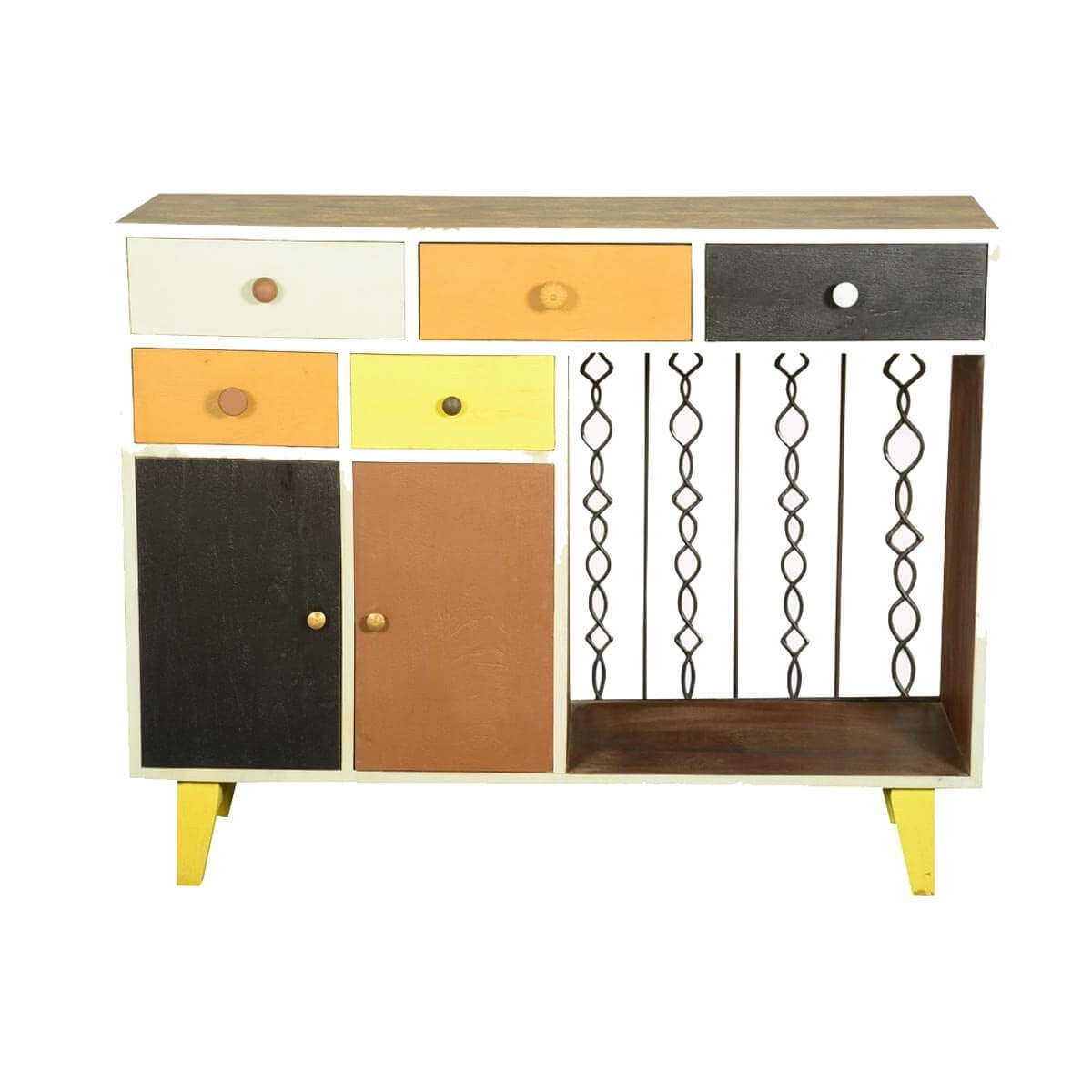 Vivid Indian Mango Wood Freestanding Small Storage Cabinet