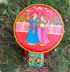 Indian Hand Painted Solid Wood Elephant Side Table 56