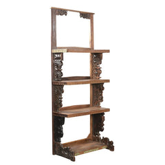 Indian Hand Carved Solid Wood Open Shelf Bookshelf B60
