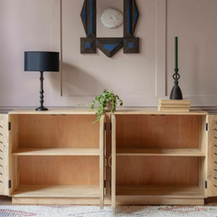 Indian Hand Carved Solid Wood Four Door Sideboard S69
