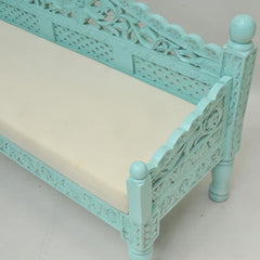 Mughal Garden Hand Carved Balinese Daybed Turquoise S