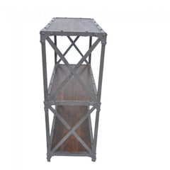 Angle Industrial French Style Small Bookshelf Book Stand Chocolate 90x40x90cm