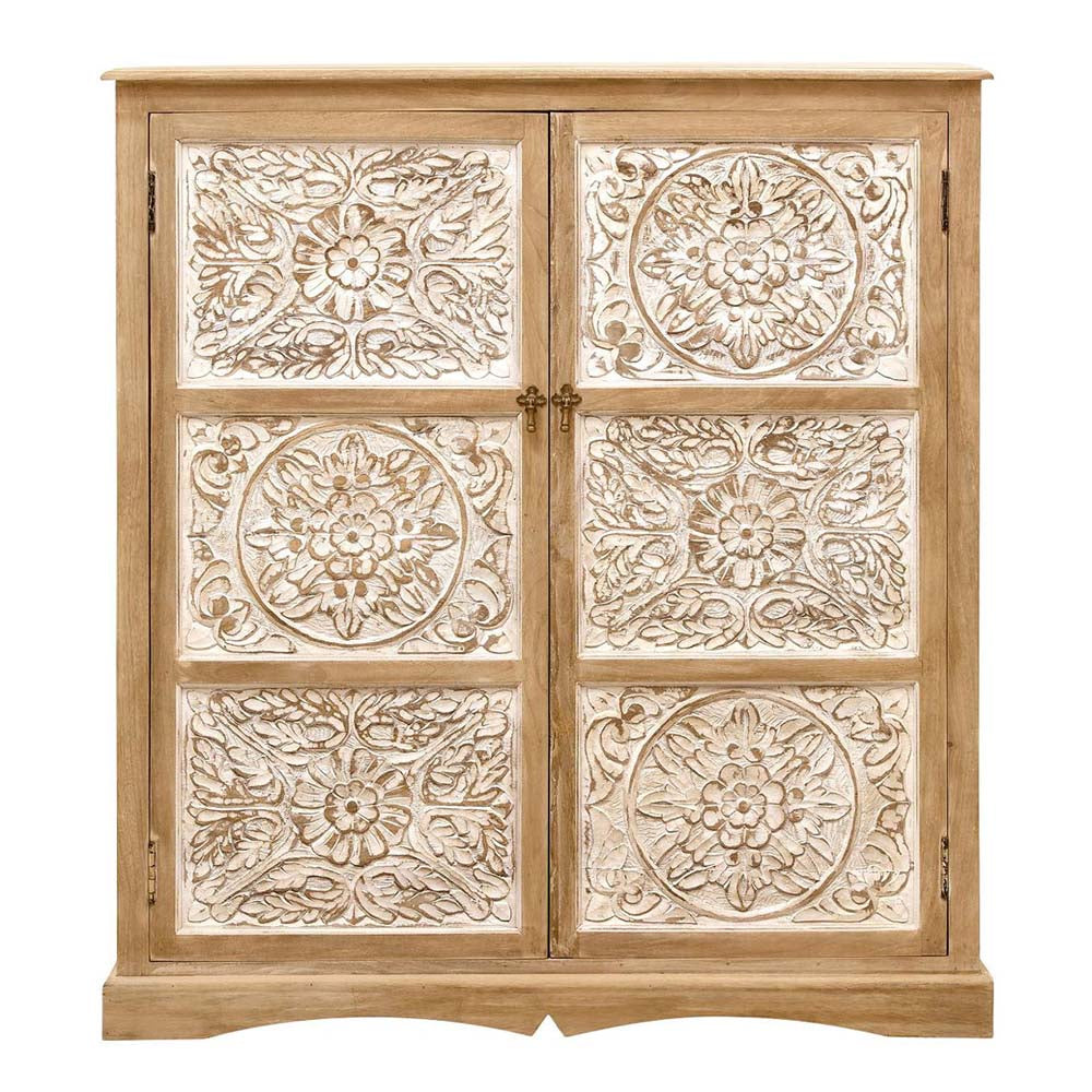 The Attic Jodhpur Carving Medium Wardrobe Natural