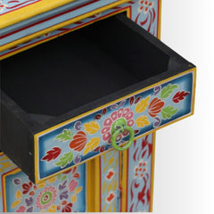 Mughal Hand Painted Multicolored Wooden Side Table