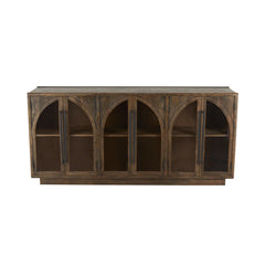 Indian Handmade Mango Classic Wood Glass Door Sideboard A3