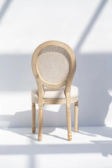 The Gileteen Rattan Wood Dining Chair with Rattan Back Rest & Off White Seating