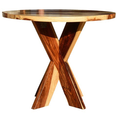 Dallas Solid Wood X Pedestal Round Dining Table