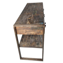 Industrial Museum 3 Drawer Reclaimed Wood & Iron Hall Console Table