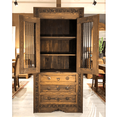 Metal Factory Industrial Indian Solid Wood & Metal Cabinet Bookshelf B13