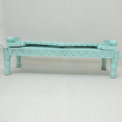 Mughal Garden Hand Carved Balinese Daybed Turquoise S