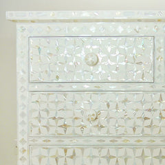 Maaya Bone Inlay Chest of 4 Drawers White Mother of Pearl
