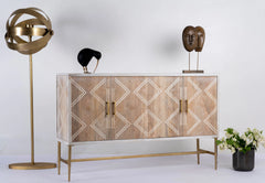 Kraft Bazaar Indian Mango Wood Hand Carved Sideboard