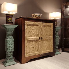 Indian Hand Carved Solid Hard Wood Cabinet D14