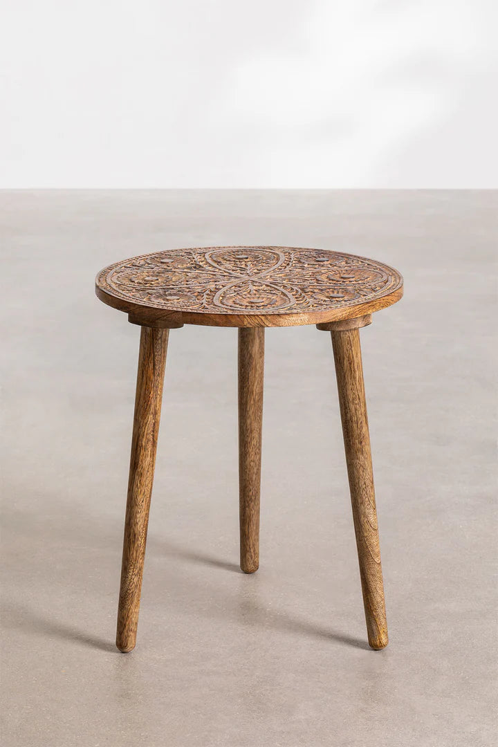 Indian Hand Carved Mango Wood Side Table 27