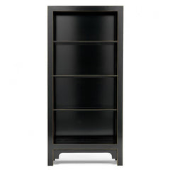 Golden Dragon Oriental Painted Solid Wood Black Large Bookshelf 80x30x170cm