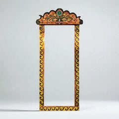 Indian Hand Carved Painted Solid Wooden Mirror Frame 81
