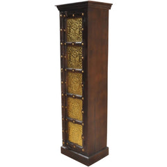 Brasswork Single Door Tall Cabinet with 1 door Embossed Brass