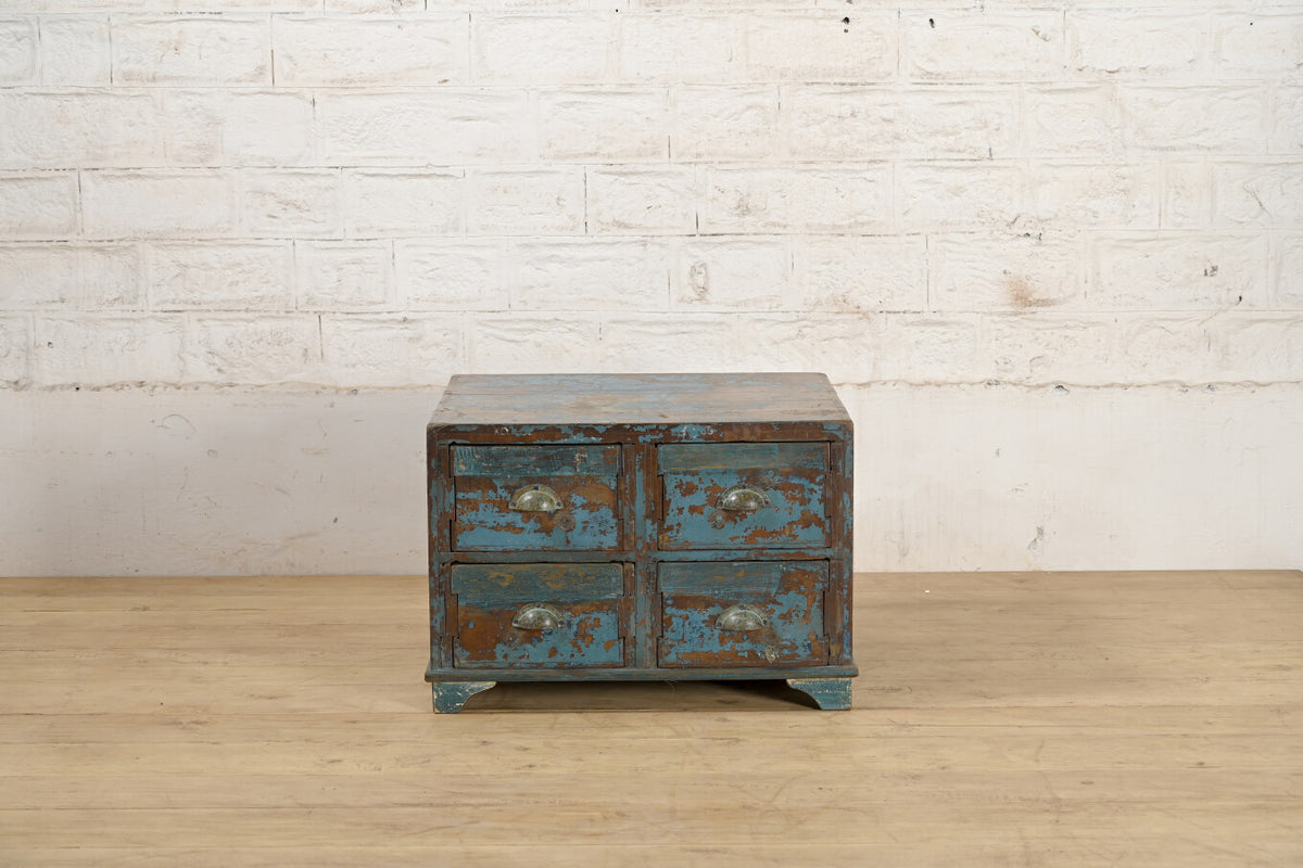 Indian Rustic Reclaimed Wood 4 Drawers Coffee Table