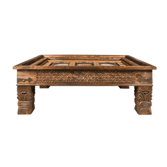 Mughal Hand Painted and Hand Carved Solid Wood Coffee Table C34