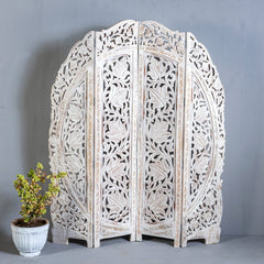 Rajasthan Handmade Carved Solid Hard Wood Floral Screen Partition