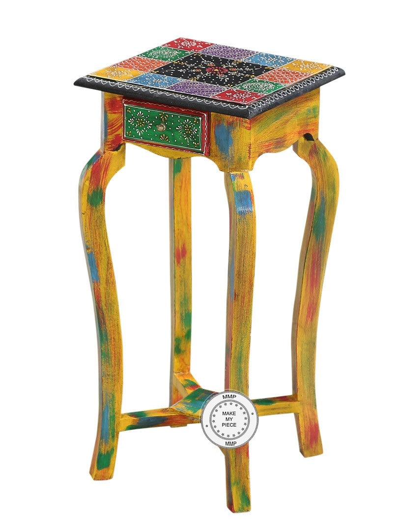 Pandora Hand Painted Multicolored Stool SideTable