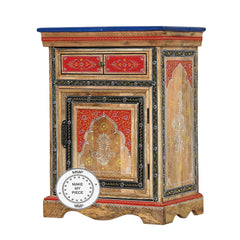 Pandora Hand Painted Indian Solid Wood Colorful Bedside Table