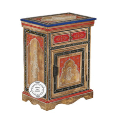 Pandora Hand Painted Indian Solid Wood Colorful Bedside Table