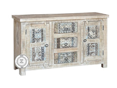 Yennora Indian Solid Wood Buffet Sideboard With Carved Drawers