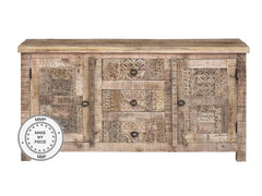 Indian Hand Carved Solid Wood Sideboard 145x40x85 cm