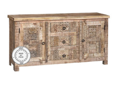 Indian Hand Carved Solid Wood Sideboard 145x40x85 cm