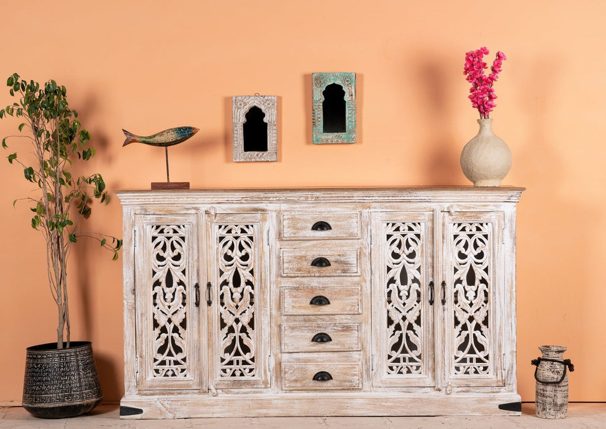 Kalah Hand Carved Solid Wooden Sideboard Buffet 100x180x40cm KLA0147  -  