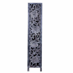 Kalah Solid Mango Wood Indian Hand Carved Bookshelf Black White Finish C8